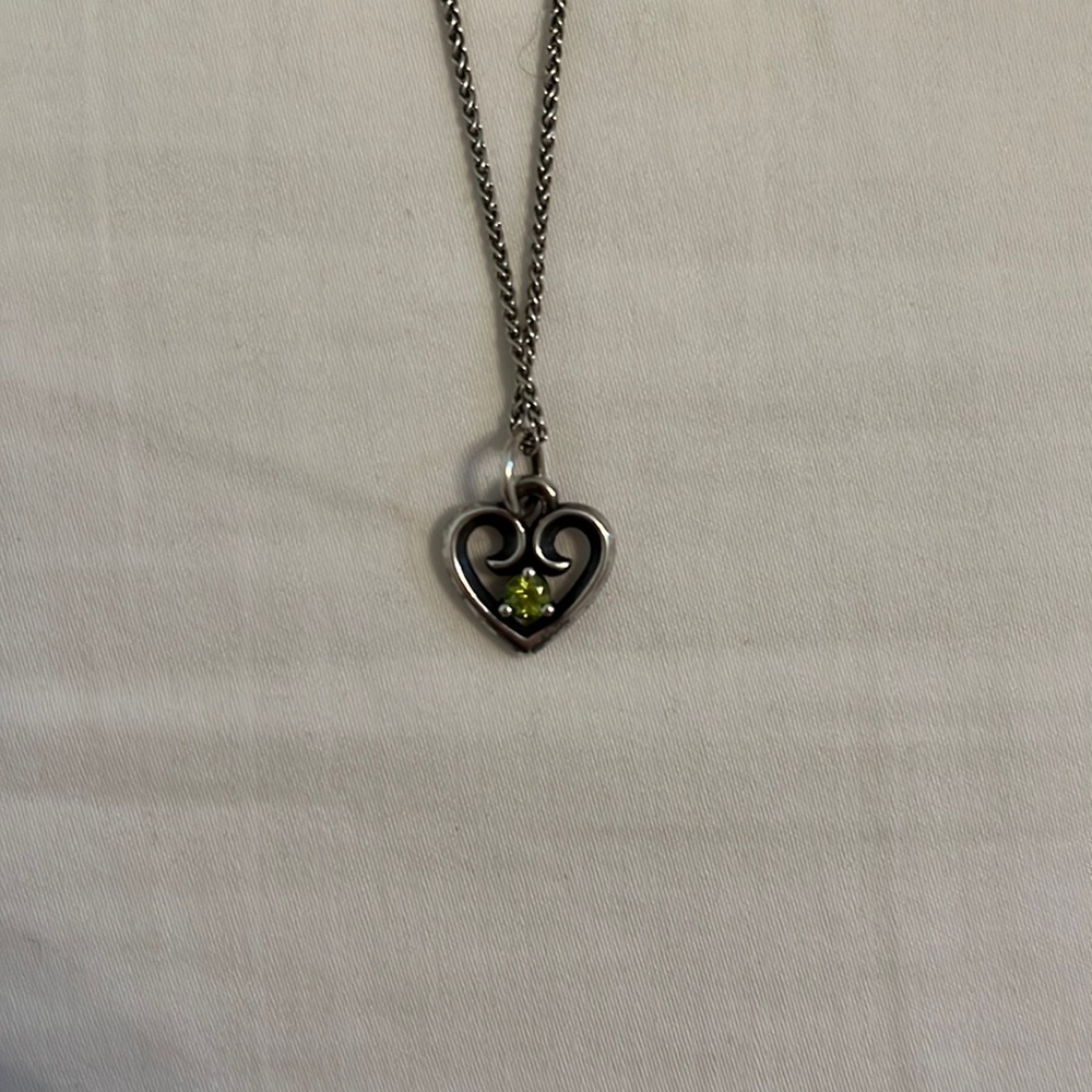 James Avery Heart Pendant with Peridot Gemstone